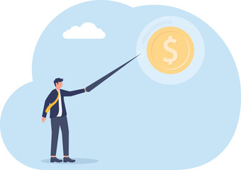 Financial Bubble Concept with Business Professional Popping Money Coin Balloon