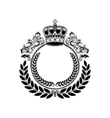 Obraz premium Royal Crown and Laurel Wreath Emblem