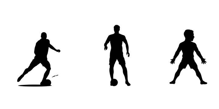 vector silhouettes of people PLAYING FOOTBALL indifferent actions