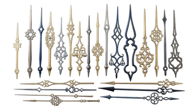 Collection of ornate clock hands