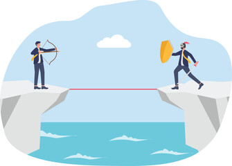 Precision Defense Concept with Professional Protecting Himself with Shield from Archer