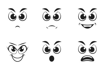 Fototapeta premium Ten High Quality Cartoon Style Face Emoticons for Mobile Apps Website Feedback and UX Design