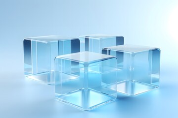 Obraz premium Glossy 3D Glass Cubes in Minimal Abstract Style