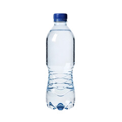 Naklejka premium A clear plastic water bottle with a blue cap on transparent background