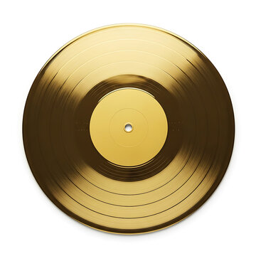 Gold record with shining surface on white background