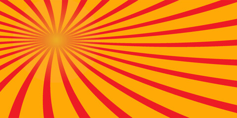 Yellow orange rays poster. Popular ray star burst background television vintage. Dark-light bright abstract texture with sunburst, flare, beam. Retro art design Glow bright pattern Vector Illustration