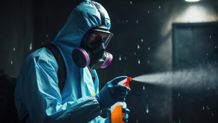 Person in protective suit spraying disinfectant (1)