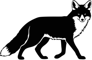 Black and White Fox Silhouette Illustration.