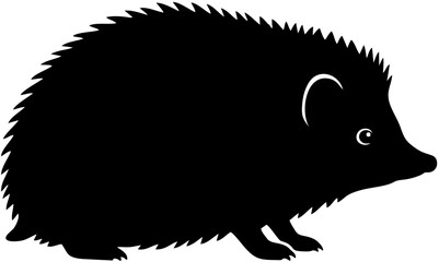Black Hedgehog Silhouette Profile View Illustration.