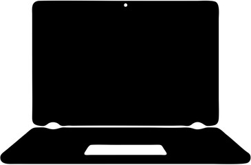 Black Laptop Computer with Blank Screen.