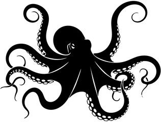 Black Silhouette of an Octopus.