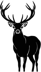 Black Silhouette of Deer with Antlers.
