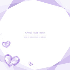 パープルのクリスタルハートフレーム 白背景 正方形