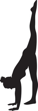 Silhouette Woman Doing Standing Split Yoga Pose Isolated on White