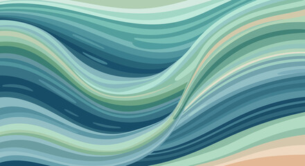 Obraz premium Wavy abstract lines in blue and green hues