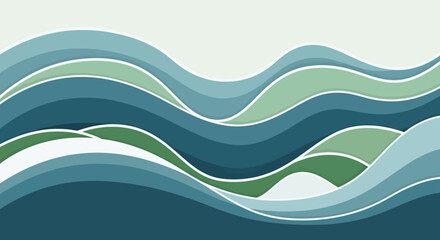 Fototapeta premium Wavy lines in blue and green hues