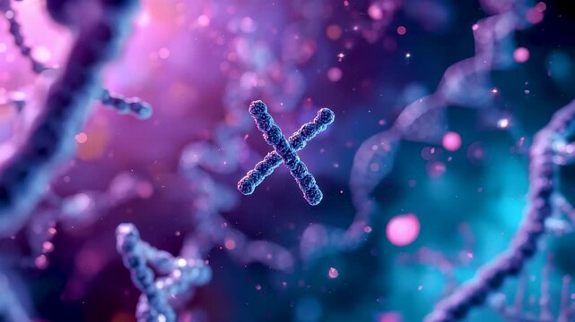 Floating Chromosome Structures Inside Cellular Environment With Vibrant Microscopic Detail Showing Genetic Science Biology and Molecular Research