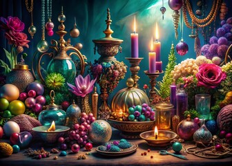 Vibrant Color Explosion: Magical Panoramic Artistic Arrangement