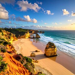Algarve Coastline - Golden Sands and Azure Waters in Portugal.