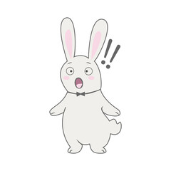 Obraz premium Funny bunny character in sticker style showing strong emotion. Perfect for chat stickers, social media, memes and fun designs.