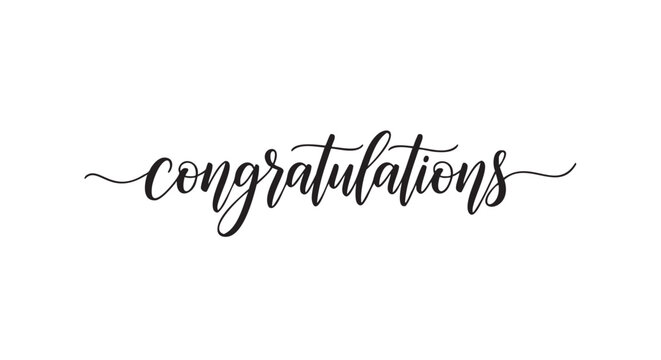 Elegant handwritten congratulations message isolated on transparent background