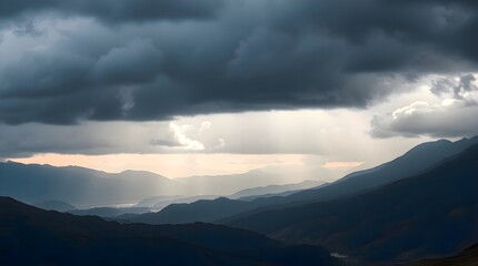 Fototapeta premium Plane flying in sky over mountains, aviation travel concept with airplane soaring above alpine landscape and clouds during daytime flight
