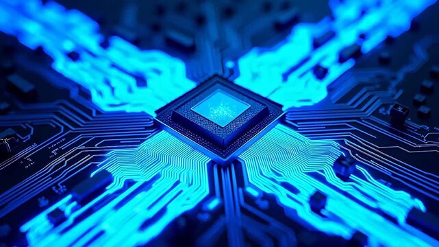 Microchip with glowing circuitry