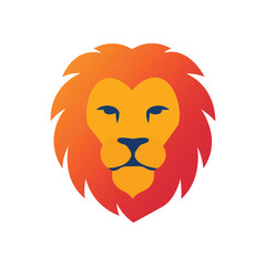 Lion head illustration in simple and bold icon style © Dya