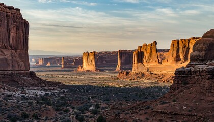 Arches National Park - Majestic Desert Landscape at Sunrise.