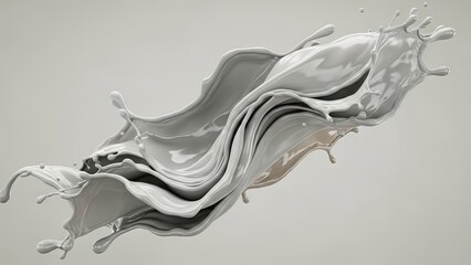 Silver Liquid Splash Abstract Design