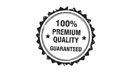 Gear shaped badge with premium quality guarantee text design