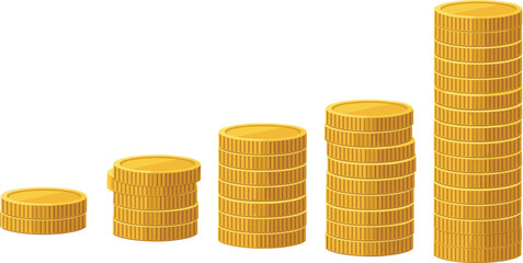 Gold coin stacks vector illustration, financial growth concept, cartoon savings design, colorful investment artwork, economic progress template for business use © LITON