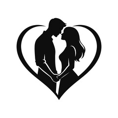 Romantic Couple   Silhouette Vector Illustration