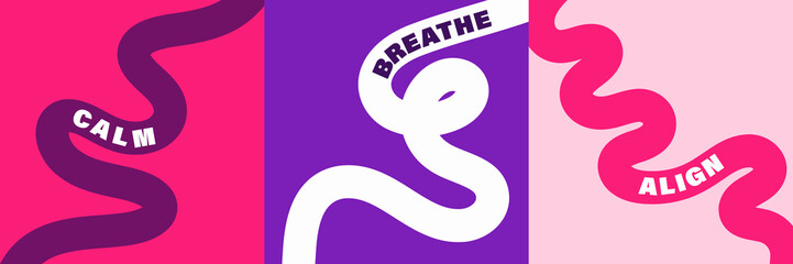 Fototapeta premium Vibrant abstract poster with flowing shapes in warm colors featuring colorful, fluid wavy lines for a dynamic, modern feel, mindfulness or motivational design typography for creative wall art