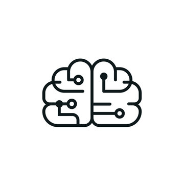 AI 脳のシンプル線画アイコン