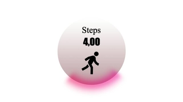 Steps Counter Progress Animation Showing 4,00 Steps with Walking Person Icon, Minimal Fitness Activity Tracker UI on White Background.