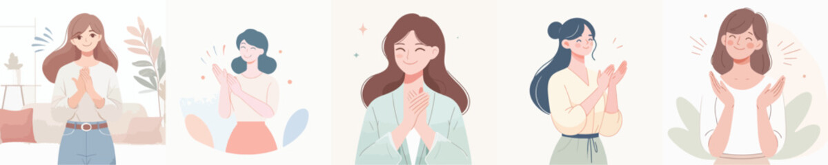 Vector Illustration of a Woman Clapping Hands