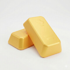 Cute 3D Claymorphism Gold Bar Icon Symbolizing Wealth on White Background