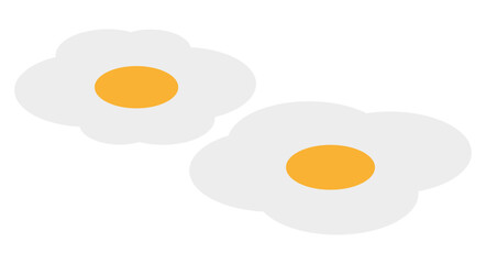 A minimalistic vector illustration of two fried eggs with white egg whites and bright yellow yolks. Ideal for food-related designs, breakfast themes, and cooking visuals.