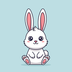 Obraz premium Cute White Bunny Cartoon Character