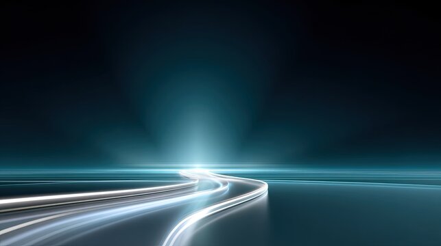 Abstract Light Trails on a Dark Background Representing Speed and Movement in a Futuristic Setting for Technology and Innovation Themes