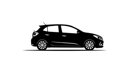 Obraz premium Black Hatchback Car Side View