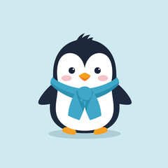 Obraz premium Adorable Penguin with Blue Scarf