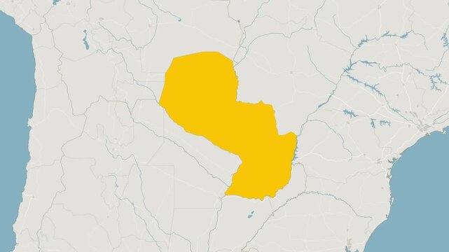 World Map Country Zoom Animation - Paraguay