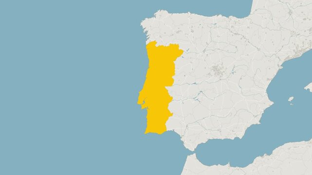 World Map Country Zoom Animation - Portugal