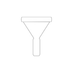 Minimal line icon of a filter funnel. Filter, sort or refine content concept. Clean black outline vector isolated on white background.