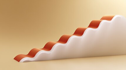 Fototapeta premium Modern Abstract Wave Shape Design in Warm Tones for Background or Product Showcase, Featuring Curved Lines and Soft Shadows in Minimal Style