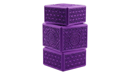 Obraz premium Purple Decorative Cube Stack Luxury Ornament On Isolated Transparent Background