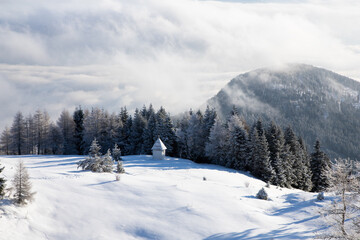 winter landscape with snow covered mountains