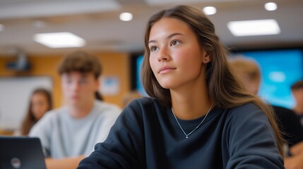 A functional classroom scene emphasizes the integration of essential classroom equipment, with modern projectors paired with spacious whiteboards to streamline lesson presentations and encourage